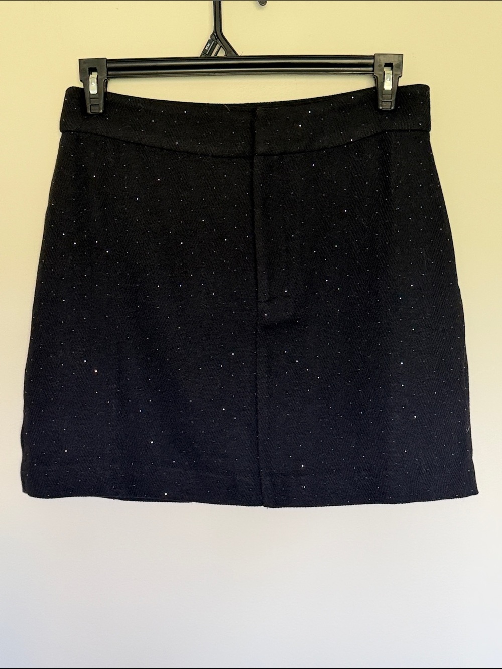 Black with silver flecks Herringbone Mini Skirt